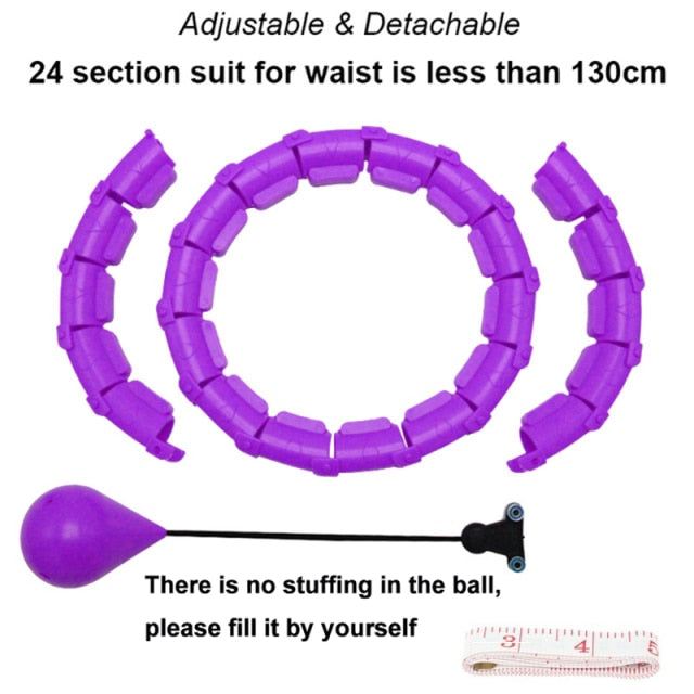 Smart Weighted Hula Ring Hoops, Hula Circle 24 Detachable Fitness Ring with 360 Degree Auto-Spinning Ball Massage, Gymnastics, Adult Fitness for Weight Loss