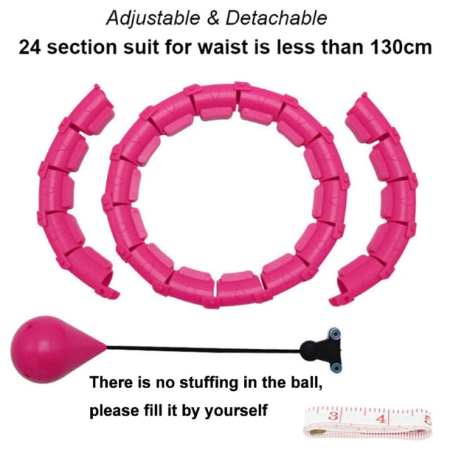 Smart Weighted Hula Ring Hoops, Hula Circle 24 Detachable Fitness Ring with 360 Degree Auto-Spinning Ball Massage, Gymnastics, Adult Fitness for Weight Loss