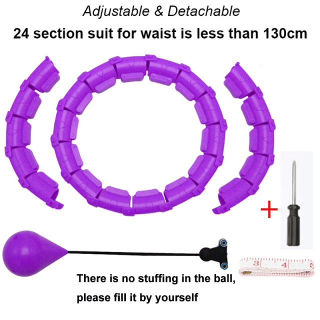 Smart Weighted Hula Ring Hoops, Hula Circle 24 Detachable Fitness Ring with 360 Degree Auto-Spinning Ball Massage, Gymnastics, Adult Fitness for Weight Loss