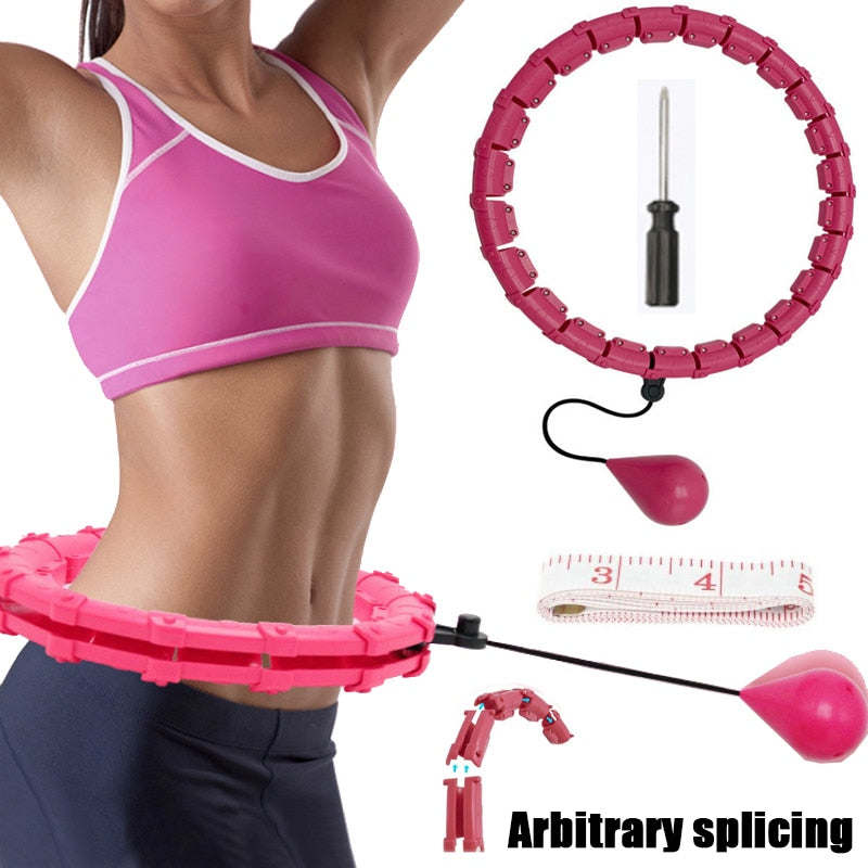 Smart Weighted Hula Ring Hoops, Hula Circle 24 Detachable Fitness Ring with 360 Degree Auto-Spinning Ball Massage, Gymnastics, Adult Fitness for Weight Loss
