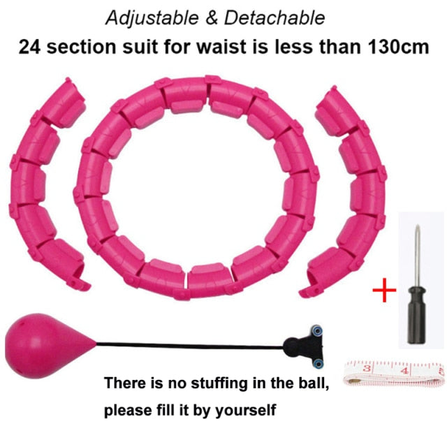 Smart Weighted Hula Ring Hoops, Hula Circle 24 Detachable Fitness Ring with 360 Degree Auto-Spinning Ball Massage, Gymnastics, Adult Fitness for Weight Loss