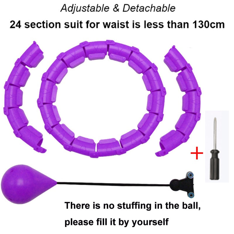 Smart Weighted Hula Ring Hoops, Hula Circle 24 Detachable Fitness Ring with 360 Degree Auto-Spinning Ball Massage, Gymnastics, Adult Fitness for Weight Loss